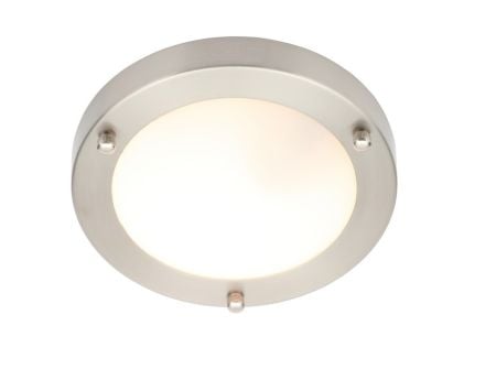 Spa Delphi 18w Large LED Bathroom Ceiling Flush Fitting Satin Nickel | SPA-34047-SATNIC