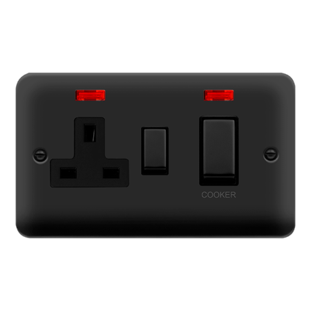 Click Deco Plus 45a Dp Switch With Socket Outlet Neon Dpmb505bk