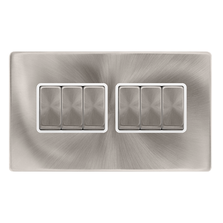 Click Definity Screwless 10ax Ingot 6 Gang 2 Way Switch White Insert | SFBS416PW