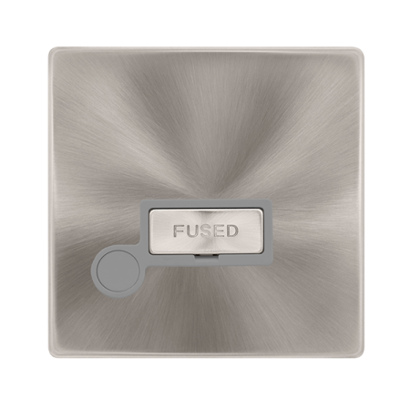 13a Ingot Fused Connection Unit With Optional Flex Outlet - Brushed Steel Cover Plate - Grey Insert