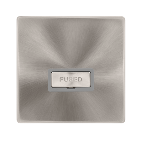 13a Ingot Fused Connection Unit - Brushed Steel Cover Plate - Grey Insert