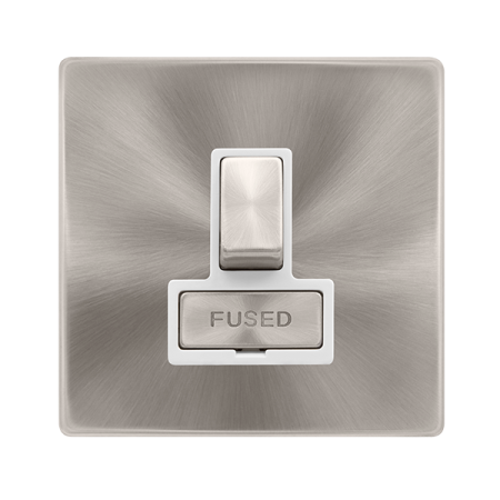 13a Ingot Switched Fused Connection Unit - Brushed Steel Cover Plate - Polar White Insert