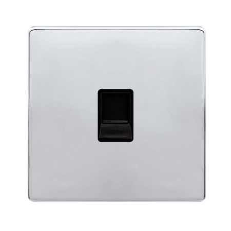Single Telephone Secondary Outlet - Polished Chrome Cover Plate - Black Insert