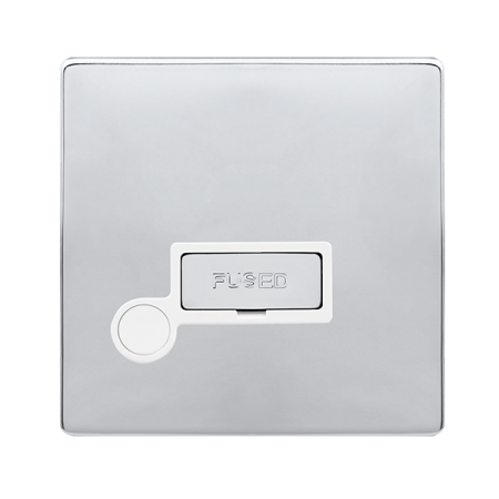 13a Ingot Fused Connection Unit With Optional Flex Outlet - Polished Chrome Cover Plate - Polar White Insert