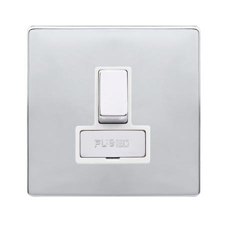 13a Ingot Switched Fused Connection Unit - Polished Chrome Cover Plate - Polar White Insert