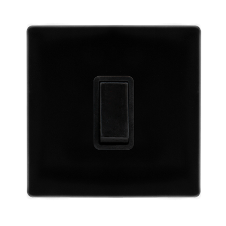 10ax Ingot 1 Gang Intermediate Switch - Metal Black Cover Plate - Black Insert