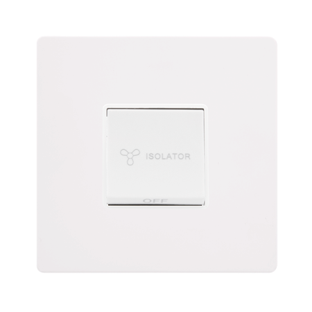 10a 3 Pole Fan Isolation Switch - Metal White Cover Plate - Polar White Insert