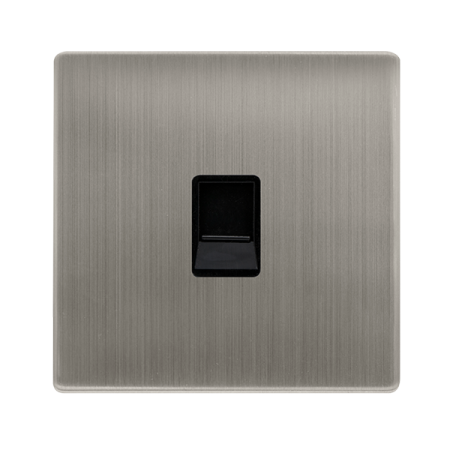 Single Rj11 (irish/us) Outlet - Stainless Steel Cover Plate - Black Insert