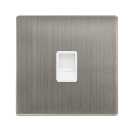 Single Rj11 (irish/us) Outlet - Stainless Steel Cover Plate - Polar White Insert