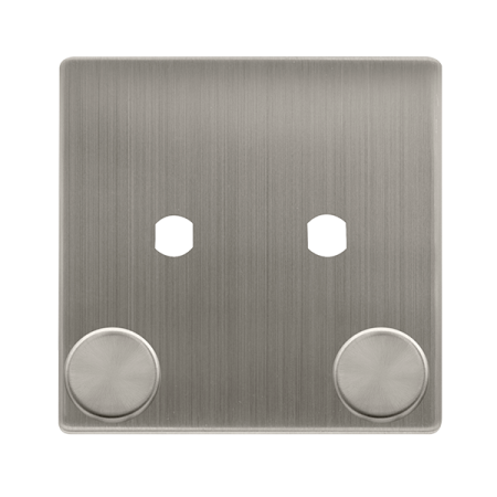 2 Gang Unfurnished Dimmer Plate & Knobs - Stainless Steel