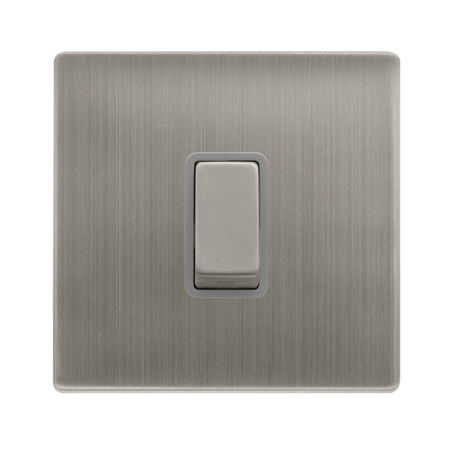 10ax Ingot 1 Gang Intermediate Switch - Stainless Steel Cover Plate - Grey Insert