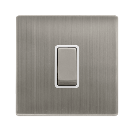 10ax Ingot 1 Gang Intermediate Switch - Stainless Steel Cover Plate - Polar White Insert