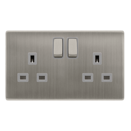 Click Definity Screwless 13A Ingot 2 Gang DP Switched Socket | SFSS536GY