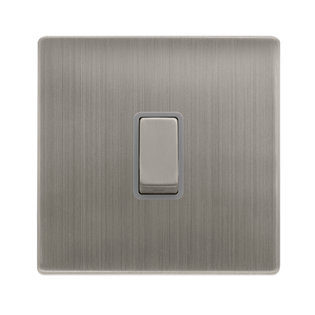 Click Definity Screwless Stainless Steel 20a Double Pole Switch Grey Insert | SFSS722GY