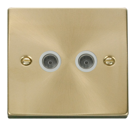 Click Deco Satin Brass Twin Non-isolated Coax Socket?vpsb066wh
