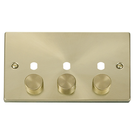 Click Satin Brass 3g Empty Dimmer Plate With Knobs?vpsb153pl