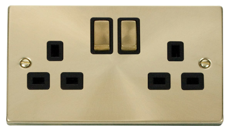 Click Deco Satin Brass 13a Double Switched Socket Vpsb536bk