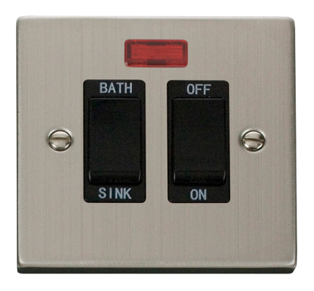 Click Deco Stainless Steel 20a Dp Sink & Bath Switch Black Insert | Vpss024bk