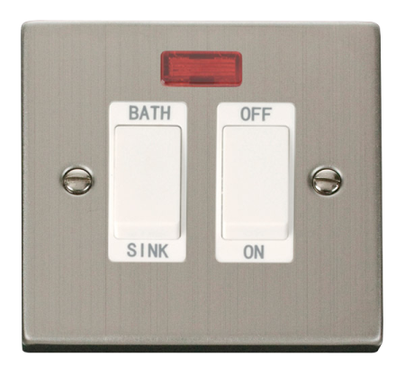 Click Deco Stainless Steel 20a Dp Sink & Bath Switch White Insert | Vpss024wh