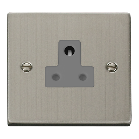 Click Deco Stainless Steel 5a Round Pin Socket Grey Insert | Vpss038gy