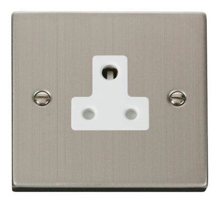 Click Deco Stainless Steel 5a Round Pin Socket White Insert | Vpss038wh