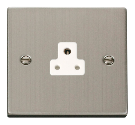 Click Deco Stainless Steel 2a Round Pin Socket White Insert | Vpss039wh