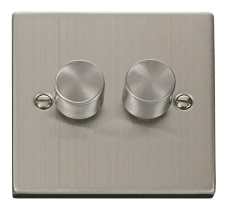 Click Deco Stainless Steel Double 100w Led Dimmer Switch | VPSS162