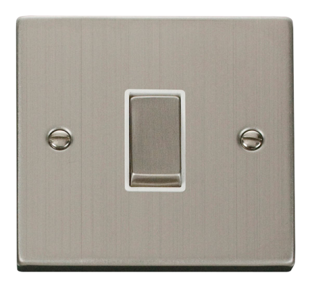 Click Deco Stainless Steel 1 Gang 2-way Light Switch White Insert | Vpss411wh