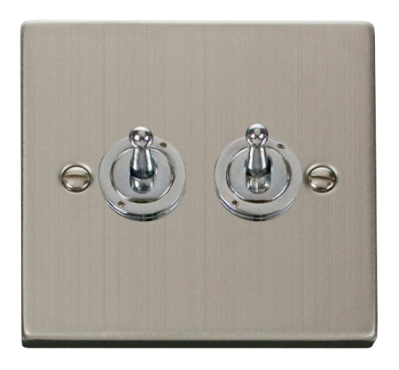Click Deco Stainless Steel 2 Gang Toggle Light Switch | Vpss422