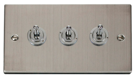 Click Deco Stainless Steel 3 Gang Toggle Light Switch | Vpss423