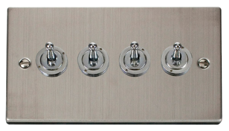 Click Deco Stainless Steel 4 Gang Toggle Light Switch | Vpss424