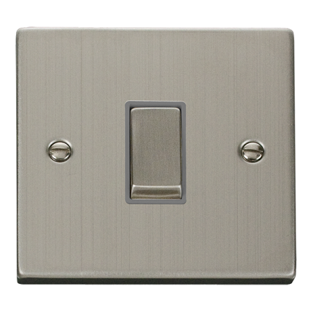 Click Deco Stainless Steel 1 Gang Intermediate Light Switch Grey Insert | Vpss425gy