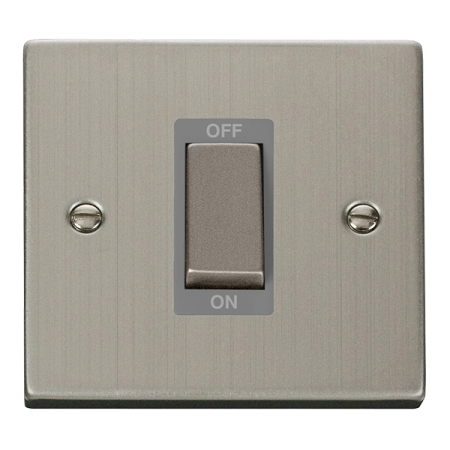 Click Deco Stainless Steel Single 50a Dp Cooker Switch Grey Insert | Vpss500gy