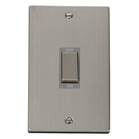 Click Deco Stainless Steel 2-gang 50a Dp Cooker Switch Grey Insert | Vpss502gy