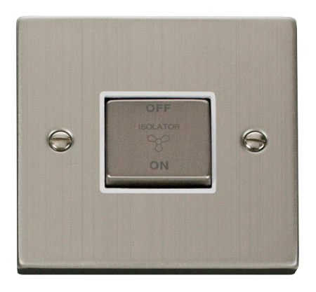 Click Deco Stainless Steel  10a 3 Pole Fan Isolator Switch White Insert | Vpss520wh