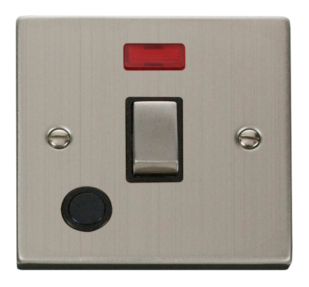 Click Deco Stainless Steel  Single 20a Switch & Flex Outlet Neon Black Insert | Vpss523bk