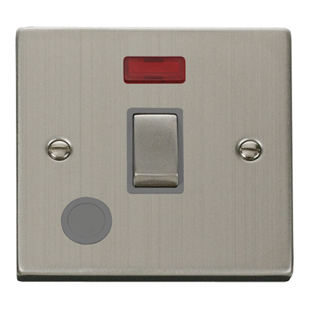 Click Deco Stainless Steel  Single 20a Switch & Flex Outlet Neon Grey Insert | Vpss523gy