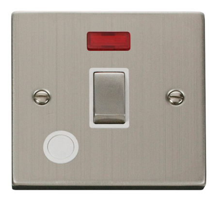 Click Deco Stainless Steel  Single 20a Switch & Flex Outlet Neon White Insert | Vpss523wh