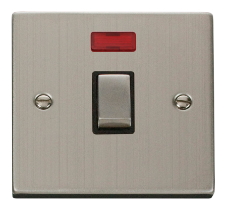 Click Deco Stainless Steel 20A DP Switch & Neon Black Insert | VPSS723BK