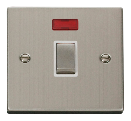 Click Deco Stainless Steel 20A DP Switch & Neon White Insert | VPSS723WH