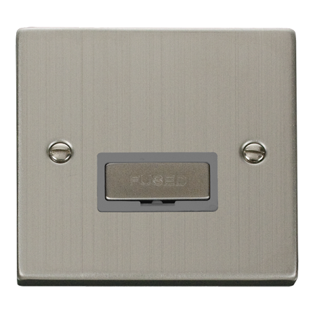 Click Deco Stainless Steel 13A Unswitched Spur Grey Insert | VPSS750GY