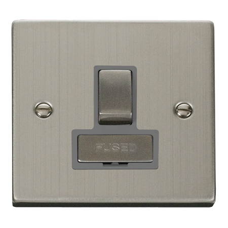 Click Deco Stainless Steel 13A Switched Spur Grey Insert | VPSS751GY