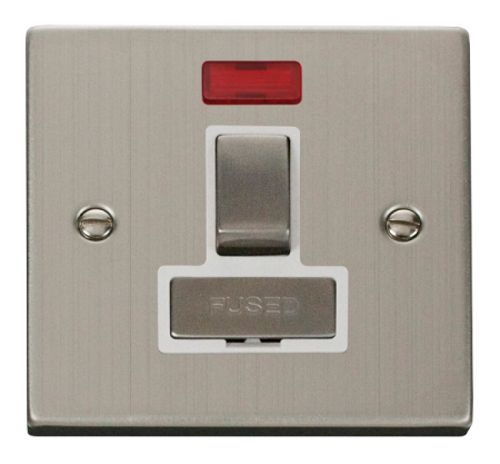 Click Deco Stainless Steel Single 13a Switched Spur & Neon White Insert | VPSS752WH