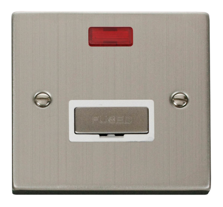 Click Deco Stainless Steel Single 13A Unswitched Spur & Neon White Insert | VPSS753WH