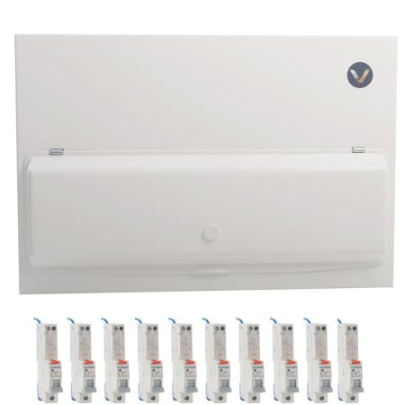 Verso Main Switch 18-Way SPD Fully Loaded RCBO Consumer Unit 100A MS | VCP16MXLOAD