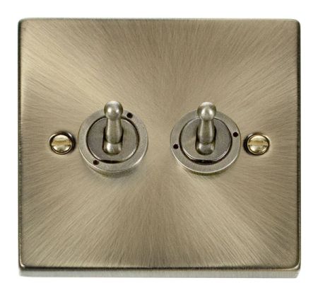 Click Deco Antique Brass 2 Gang 2 Way Toggle Switch | VPAB422