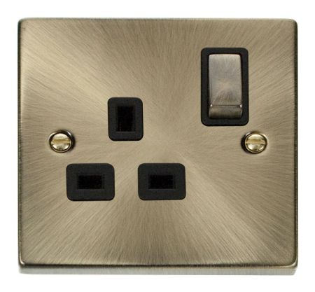 Click Deco Antique Brass 13A Single Switched Socket | VPAB535BK