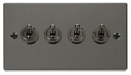 Click Deco Black Nickel 4 Gang 10A Toggle Switch VPBN424
