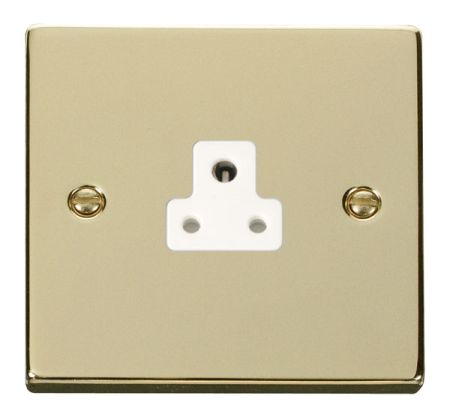 Click Deco Polished Brass 2A Round Pin Single Socket White Insert VPBR039WH