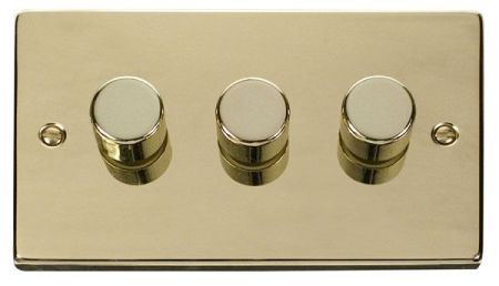Click Deco Polished Brass 3 Gang 400w Dimmer Switch VPBR153